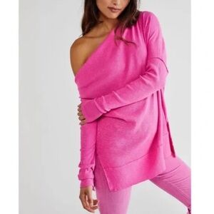 Free People Pink Get Together Long Sleeve Top